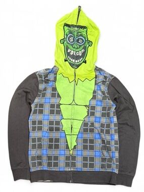 Y2K Volcom Monster Plaid Full Zip Up Hoodie